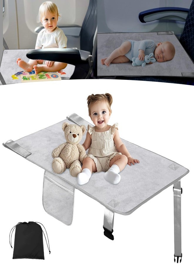 Ravasen Toddler Airplane Bed, Airplane Seat Extender Travel Bed for Kids, Baby Travel Essentials for Flying, Portable Plane Footrest for Kids, Toddler Must Haves for Flights Grey - Image 1